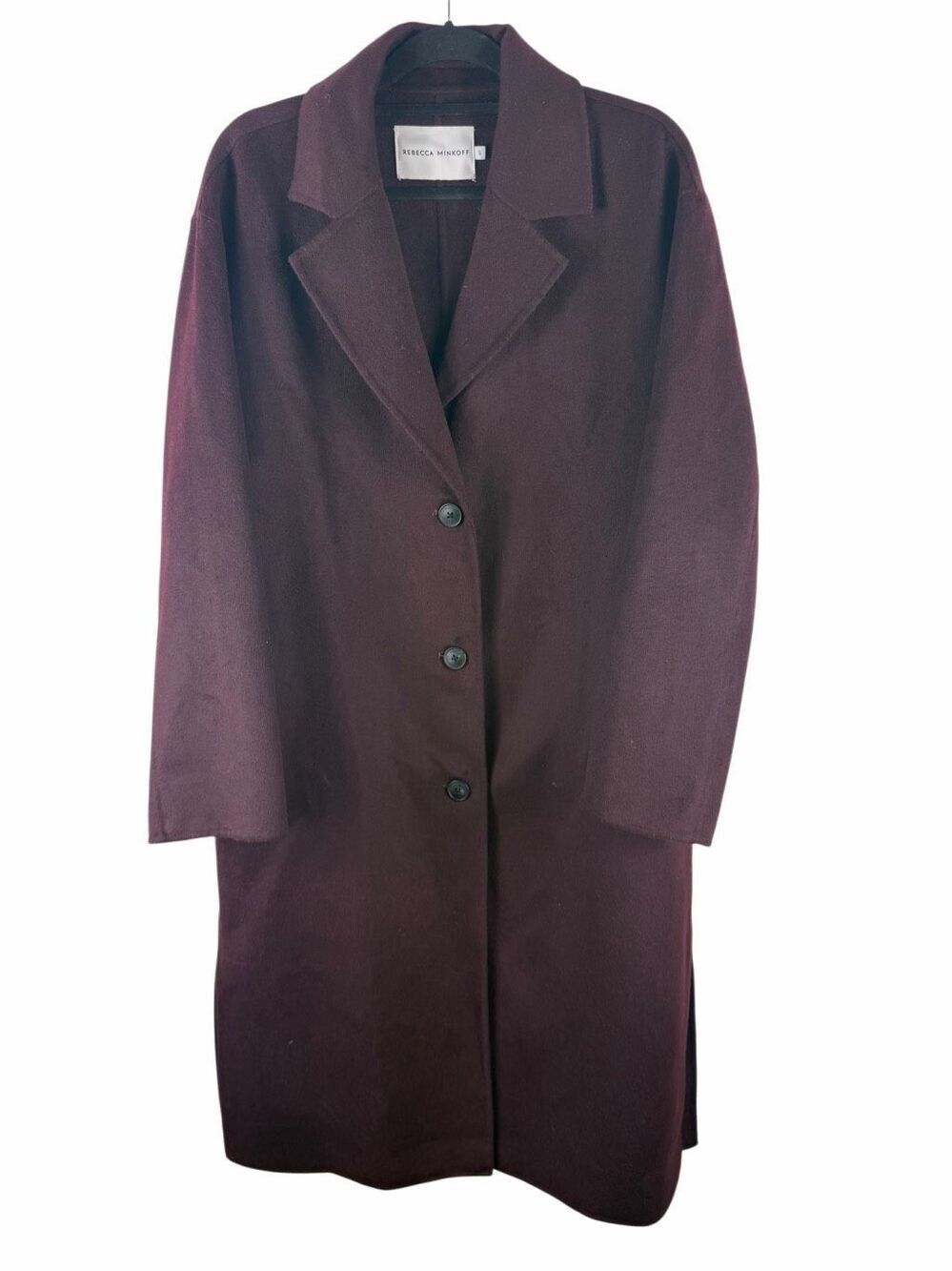 Rebecca Minkoff Double Faced Wool Reefer Coat- Large, CHERRYWOOD